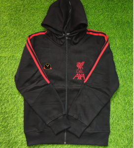 Liverpool Black Cotton Fleece Zipper Hoodie