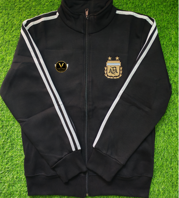 Argentina Two Star Black Cotton Fleece Zipper