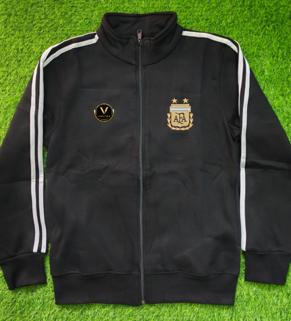Argentina Two Star Black Cotton Fleece Zipper