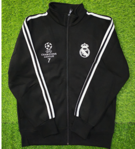 Real Madrid Black Cotton Fleece Zipper
