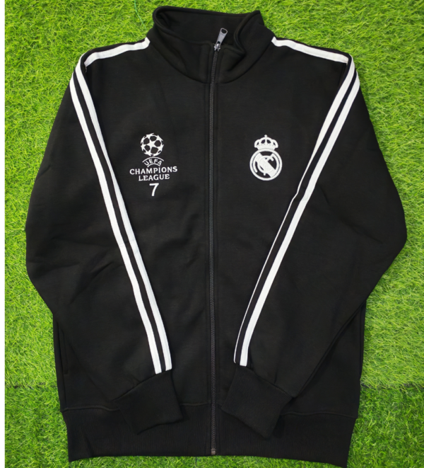 Real Madrid Black Cotton Fleece Zipper